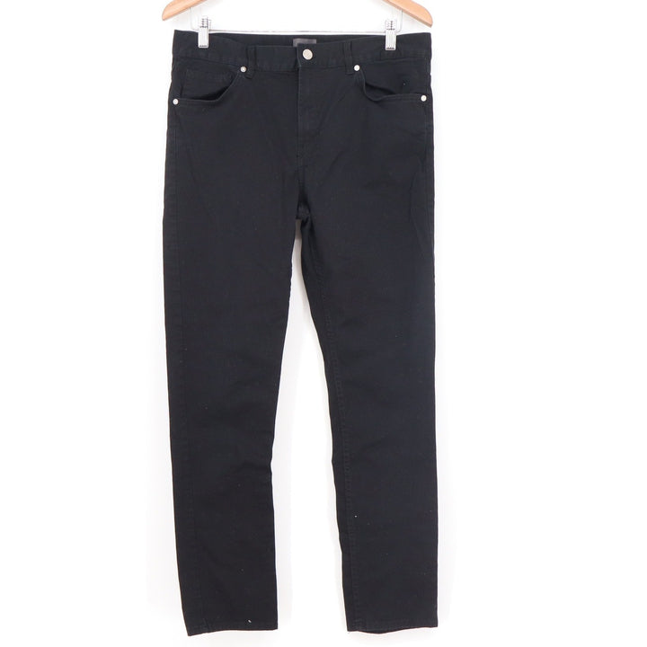 HM Mens Slim Fit Black Chinos Cotton Stretch Pants 32x32