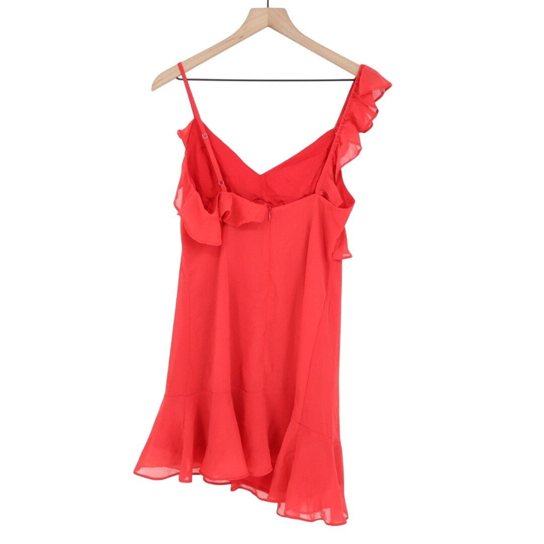 Lulus Captivating Always Asymmetrical Mini Dress Women Medium Coral Pink Ruffled