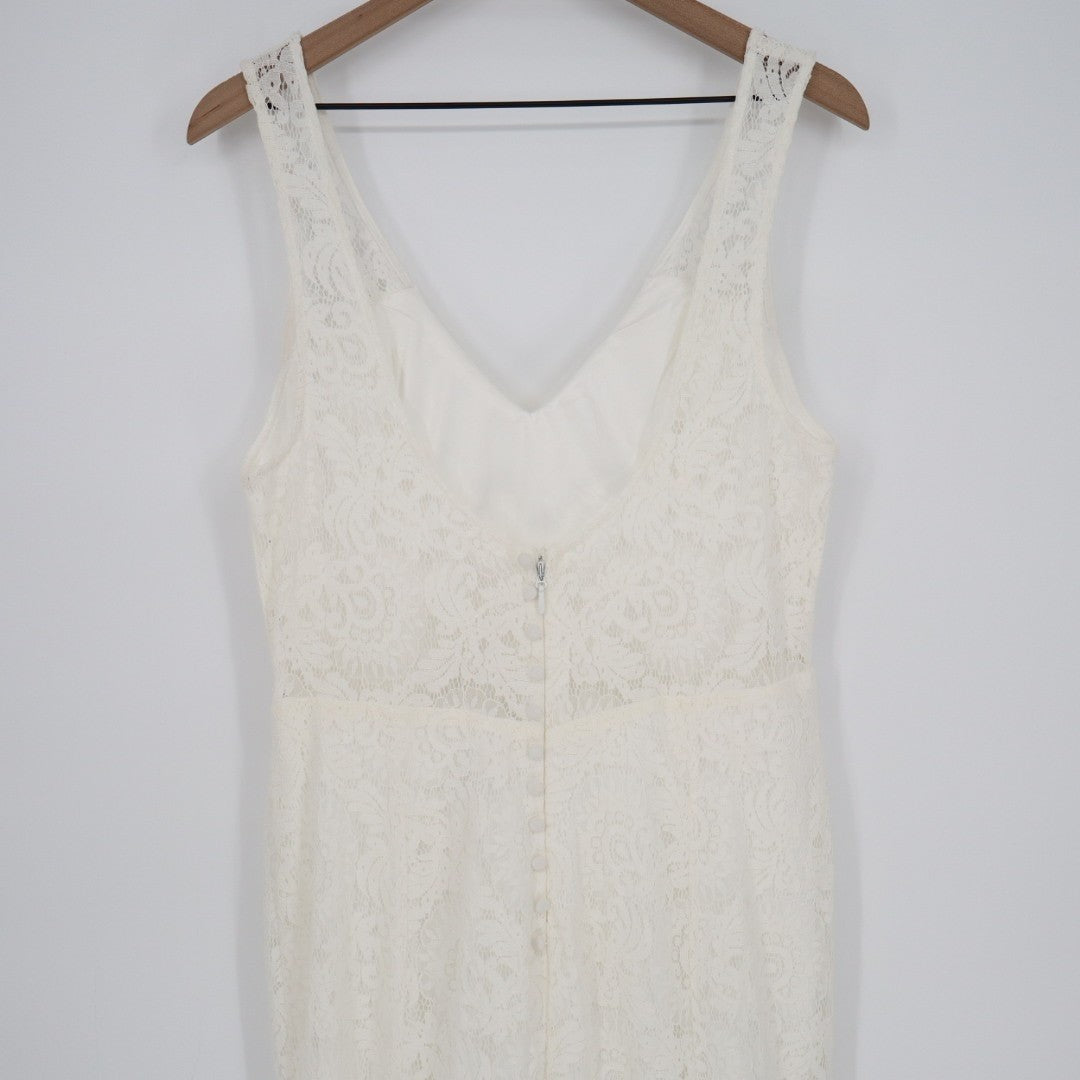 Lulus Beloved Eternity Maxi Dress Womens 2XL White Nylon Lace Detail Sleeveless