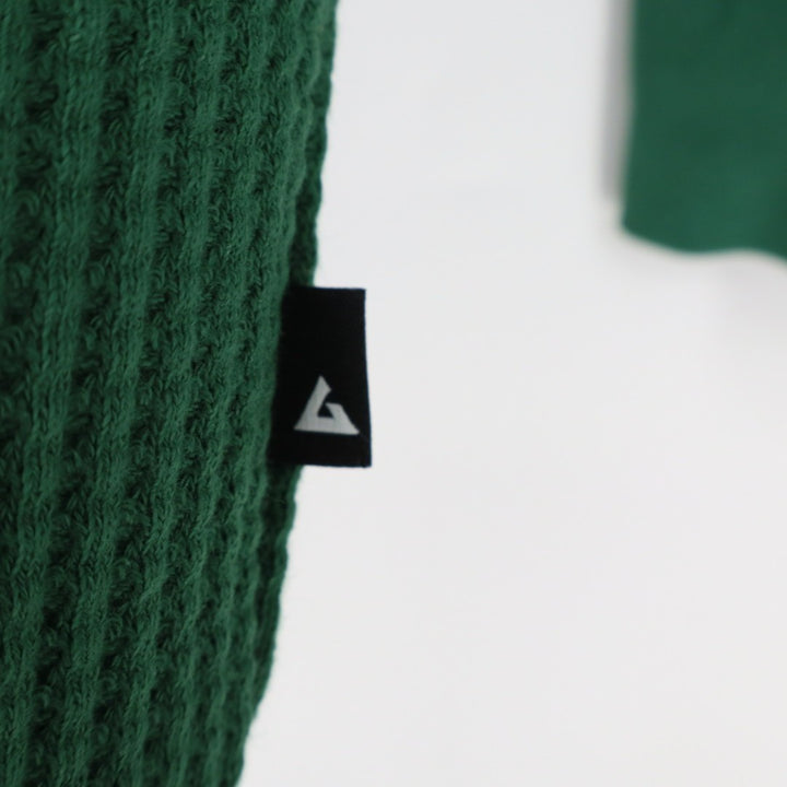 American Giant T-Shirt Men L Hunter Green Cotton Stretch Waffle Knit Henley Neck