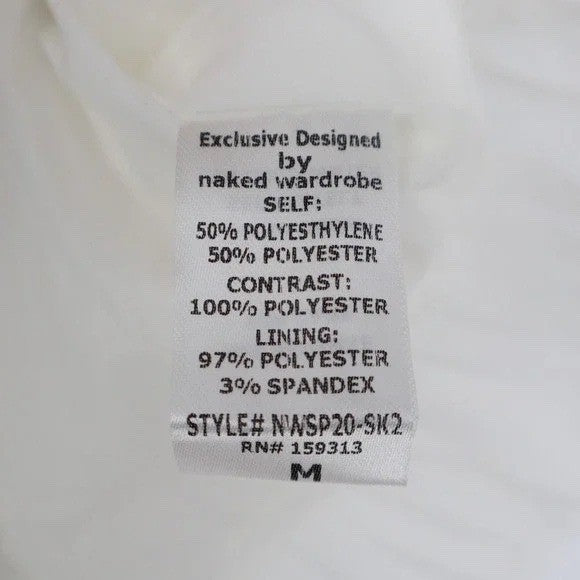Naked Wardrobe White Sequin Floral Mini Skirt Pleated Ruffle Size S
