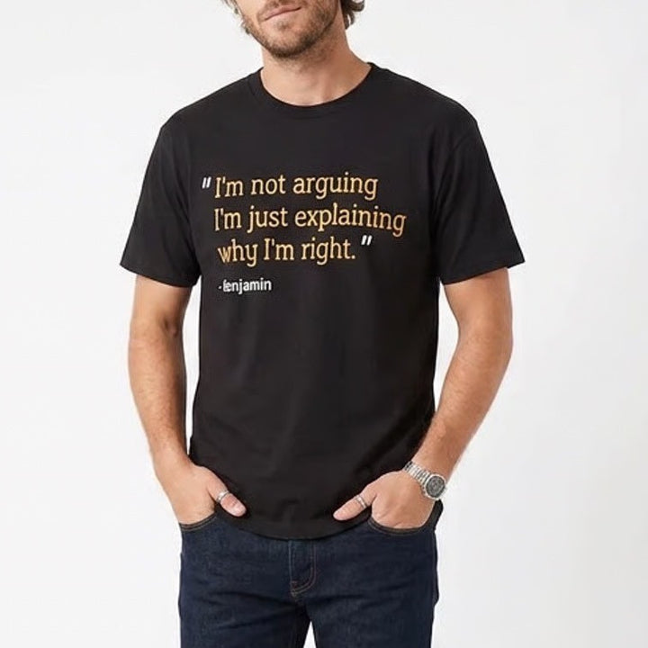 Port & Company Benjamin Not Arguing Funny Quote Graphic T-Shirt Black Mens L