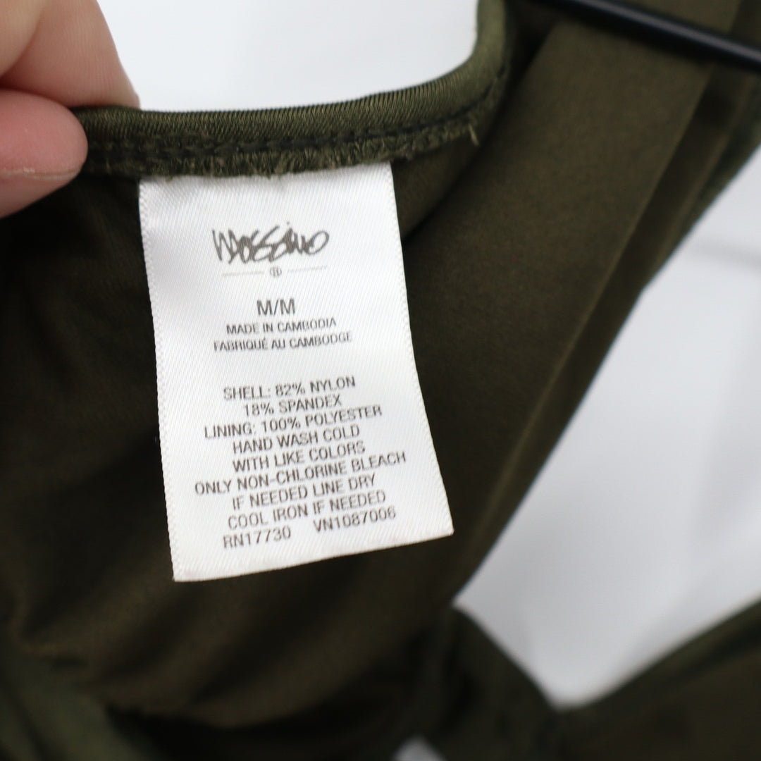 Mossimo Womens Olive Green Halter One Piece Swimsuit Strappy Ladder Size M