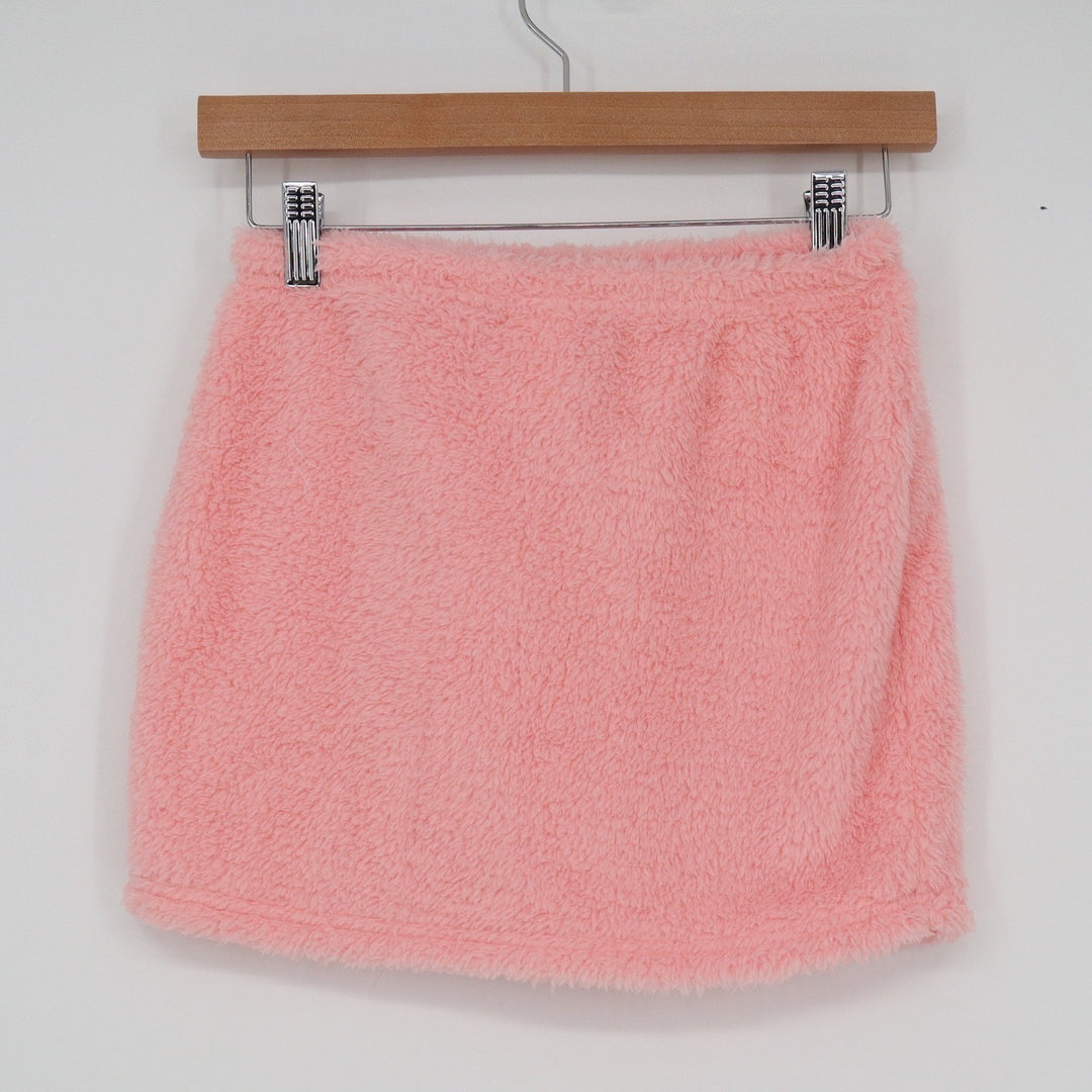 SHEIN Pink Faux Fur Mini Skirt XS Fuzzy Plush Elastic Waist