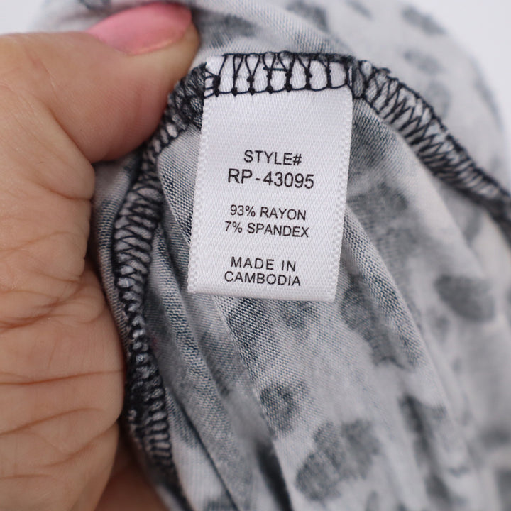 ANA Jumpsuit Womens M Grey Leopard Print Button-Down Good