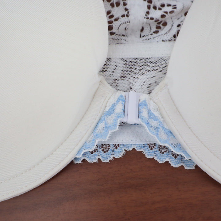 Maidenform Lace Racerback Front Close Underwire Bra Ivory Blue 36D 07112