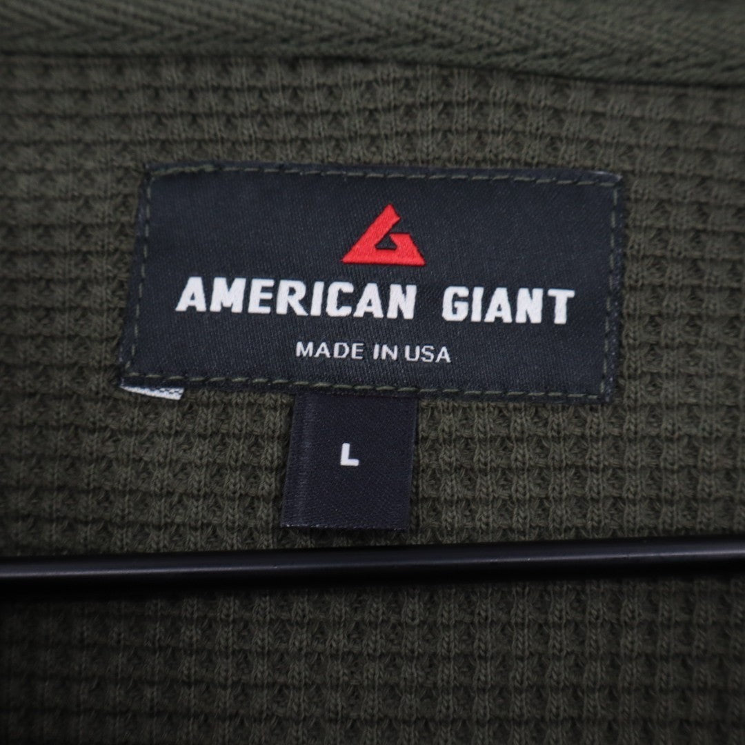 American Giant Summit Hoodie Mens Large Green Cotton Kangaroo Pocket Pullover