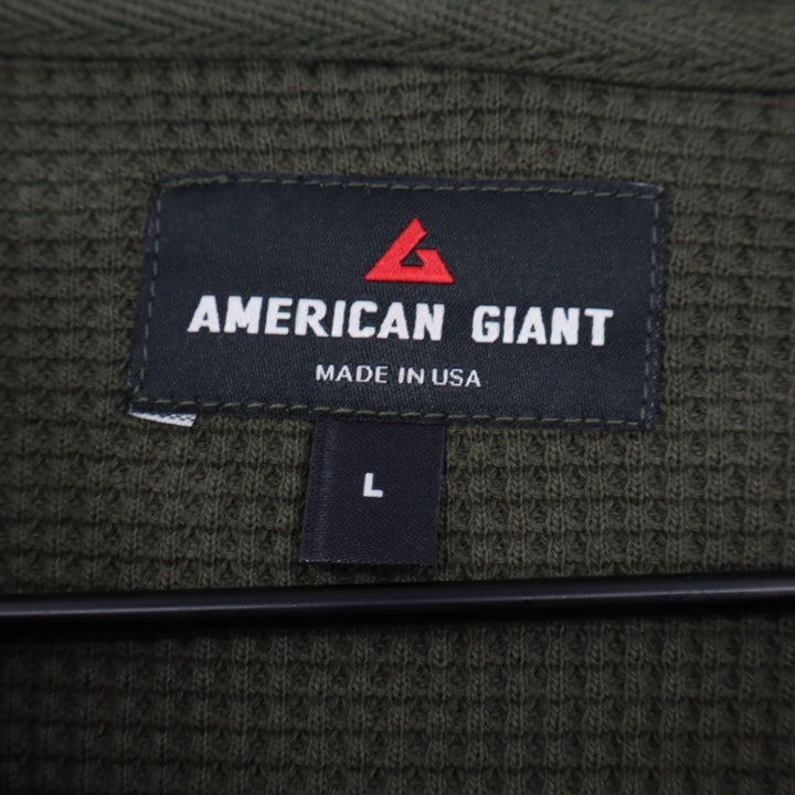 American Giant Summit Hoodie Mens Large Green Cotton Kangaroo Pocket Pullover