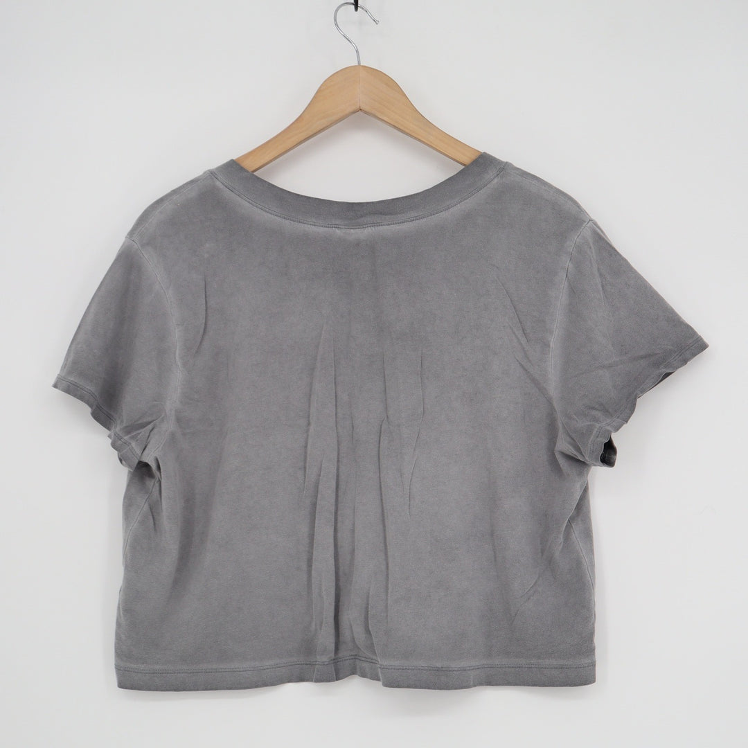 Wild Fable Gray Cropped V-Neck T-Shirt XL Cotton Mineral Wash Short Sleeve Tee