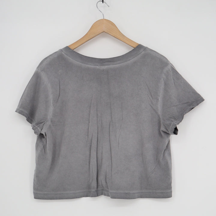 Wild Fable Gray Cropped V-Neck T-Shirt XL Cotton Mineral Wash Short Sleeve Tee