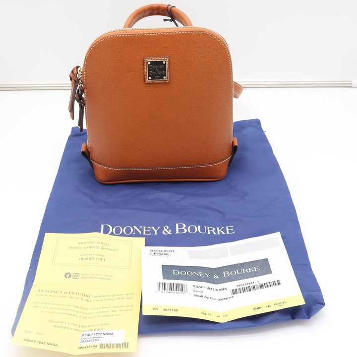 Dooney & Bourke Small Zip Pod Backpack Natural Saffiano Leather