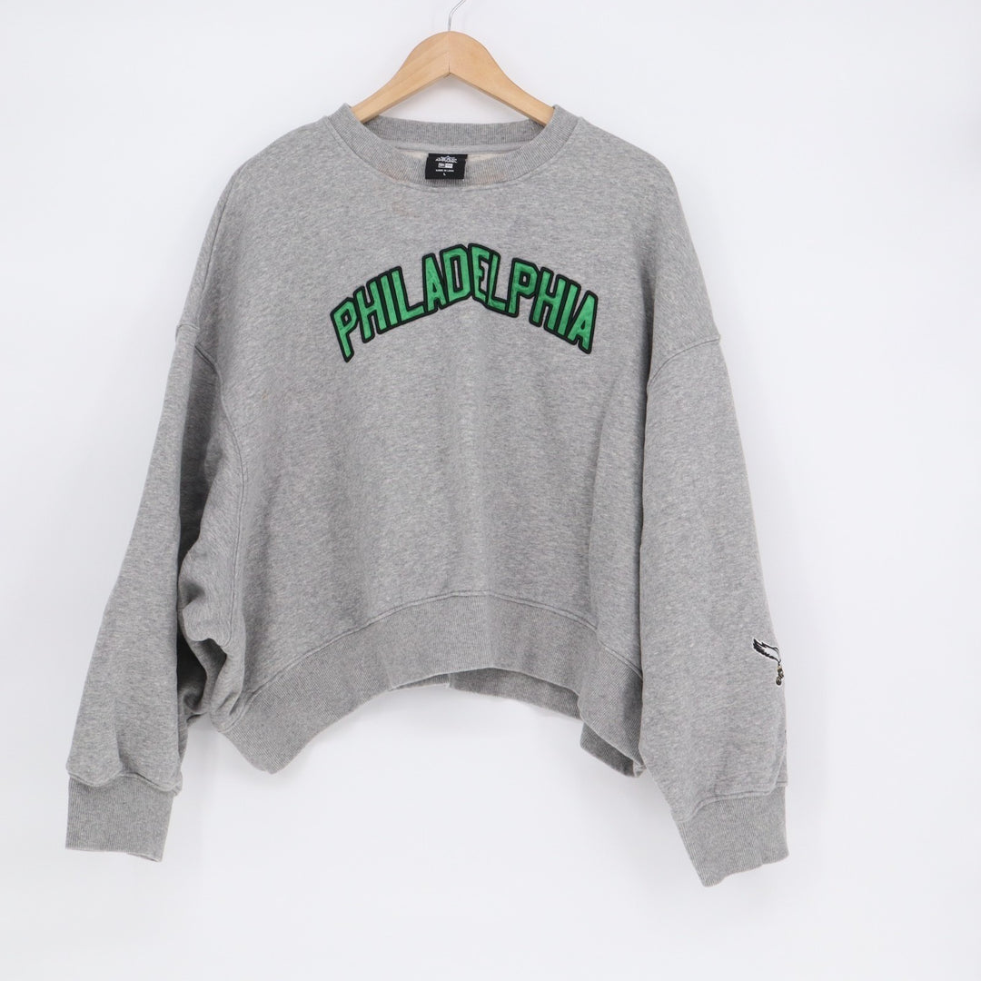 Philadelphia Eagles Sweatshirt Womens Large Gray New Era Long Sleeve Pullover