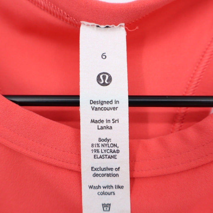Lululemon Athletica Tank Top Coral Racerback Athletic Workout Size 6