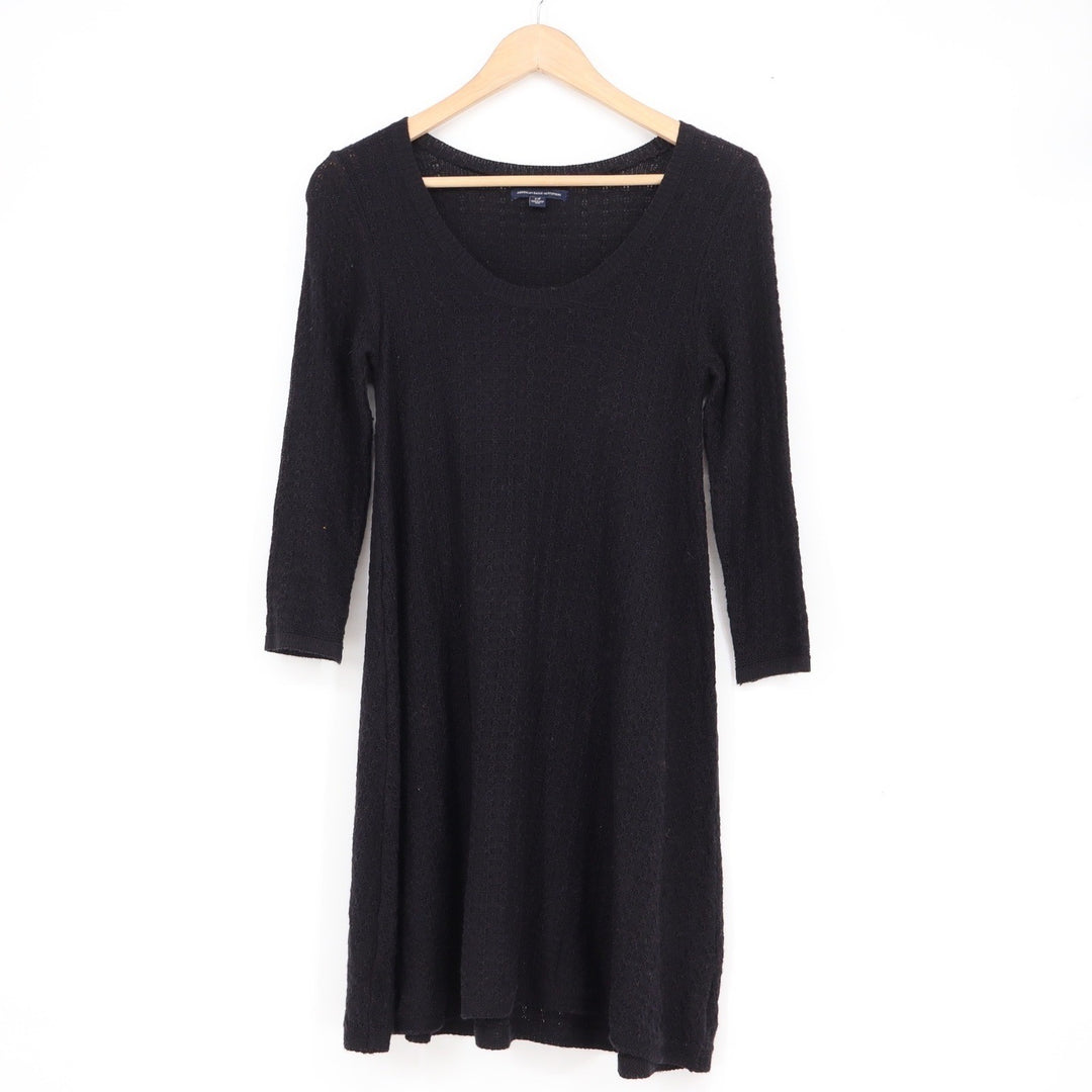 American Eagle Outfitters Black Knit Scoop Neck Long Sleeve Sweater Dress S