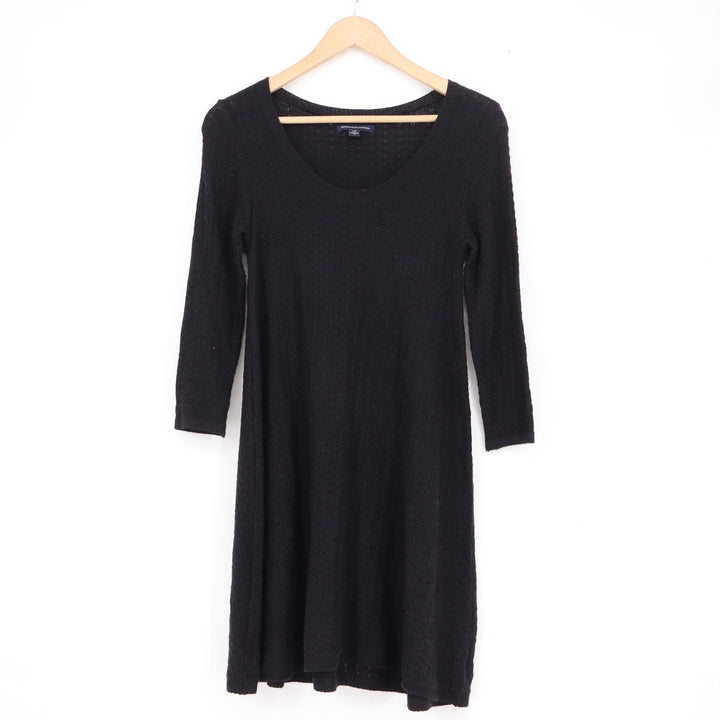 American Eagle Outfitters Black Knit Scoop Neck Long Sleeve Sweater Dress S