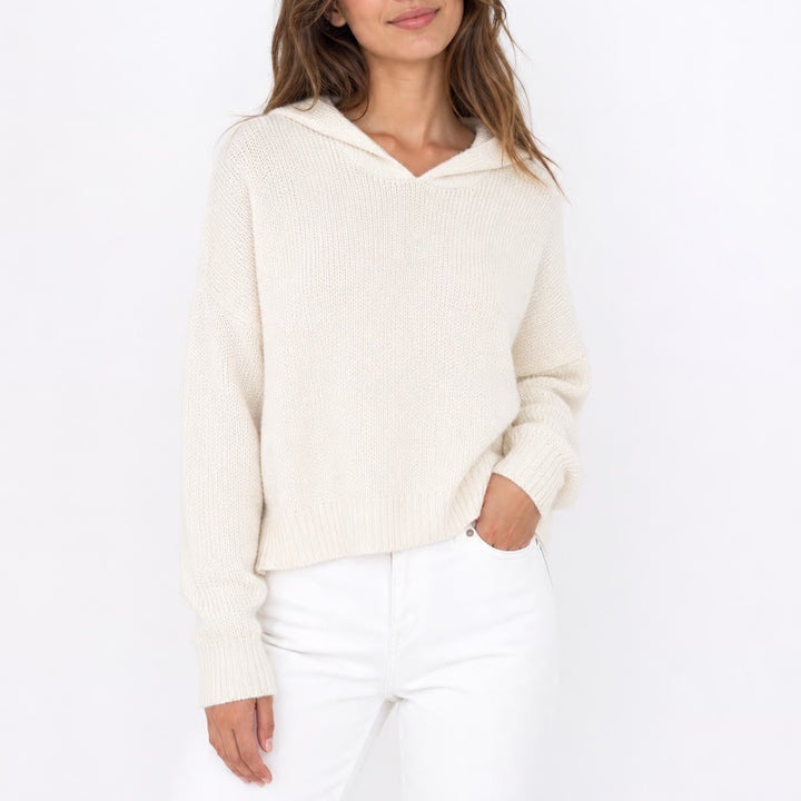 Lucky Brand Cream Knit Pullover Hoodie Sweater Cotton Blend Large KLC4206