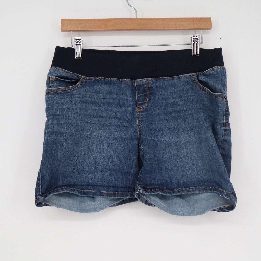 Liz Lange Maternity Target Blue Denim Shorts Medium Wash Over Belly Size S 4-6