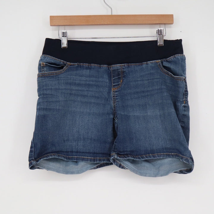Liz Lange Maternity Target Blue Denim Shorts Medium Wash Over Belly Size S 4-6