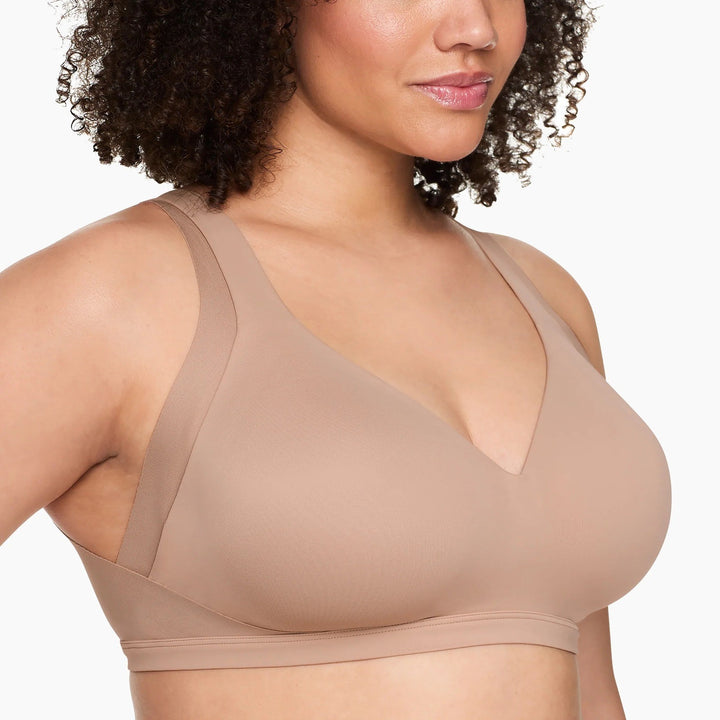Warners No Side Effects Underarm Smoothing Bra Womens 36D Nude Wireless Padded