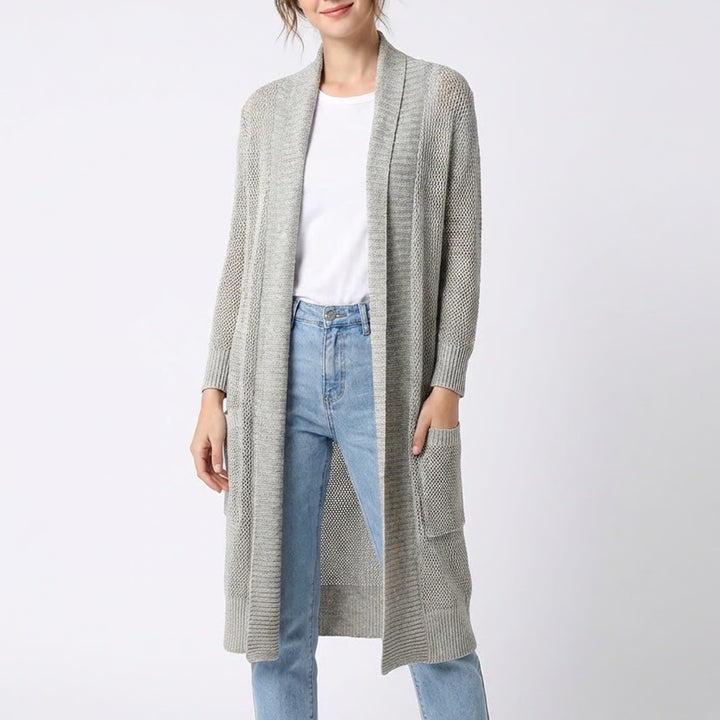 Kenneth Cole Cardigan Sweater Womens Large Gray Open Front Ribbed Long Sleeve