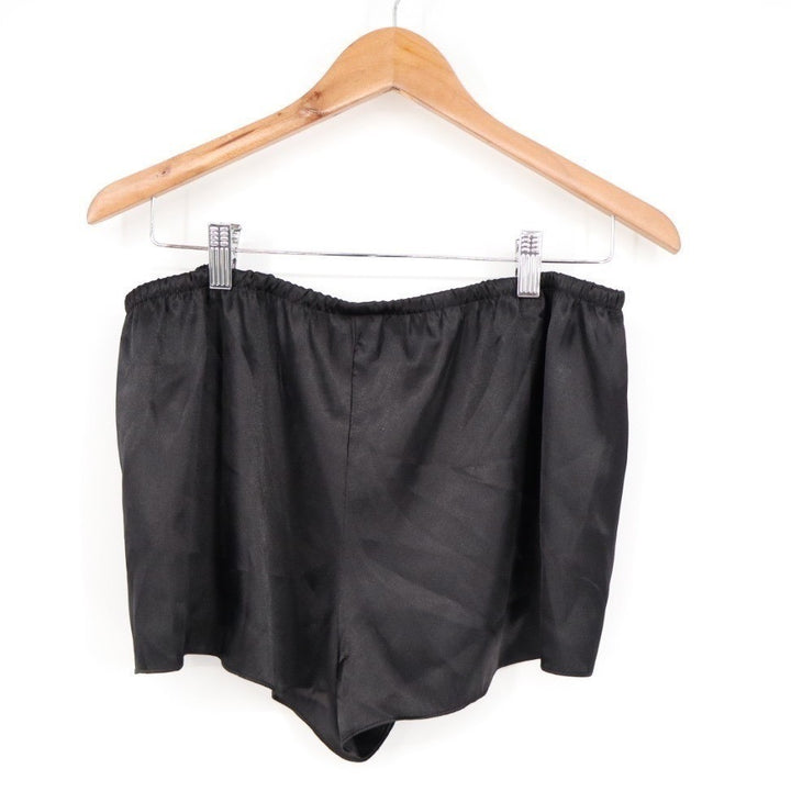 Linea Donatella Bride Satin Intimates Sleep Shorts Womens L Black Elastic Waist