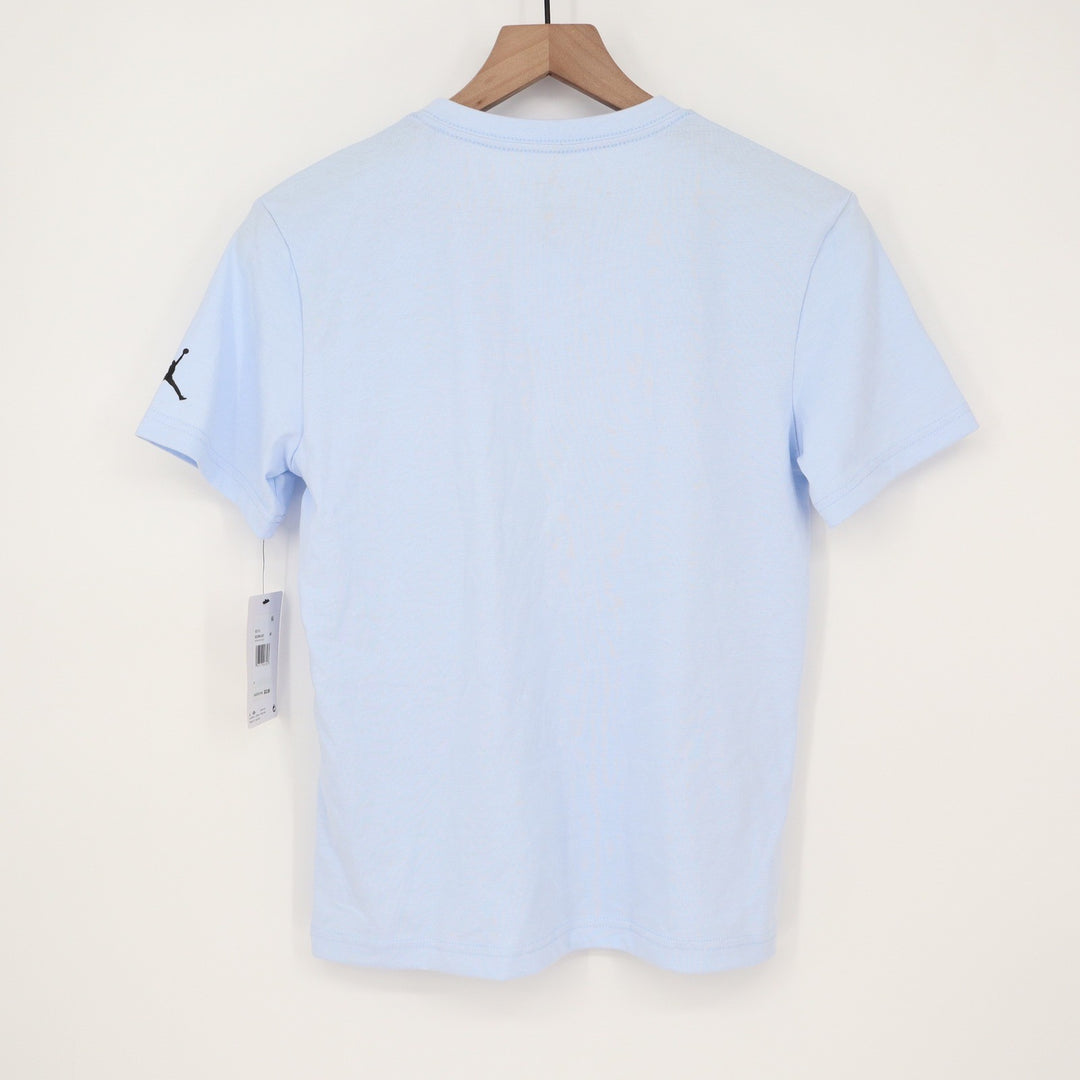 Jordan Boys Hydrogen Blue AJ1 Sneaker Patch T-Shirt Medium 10-12 9