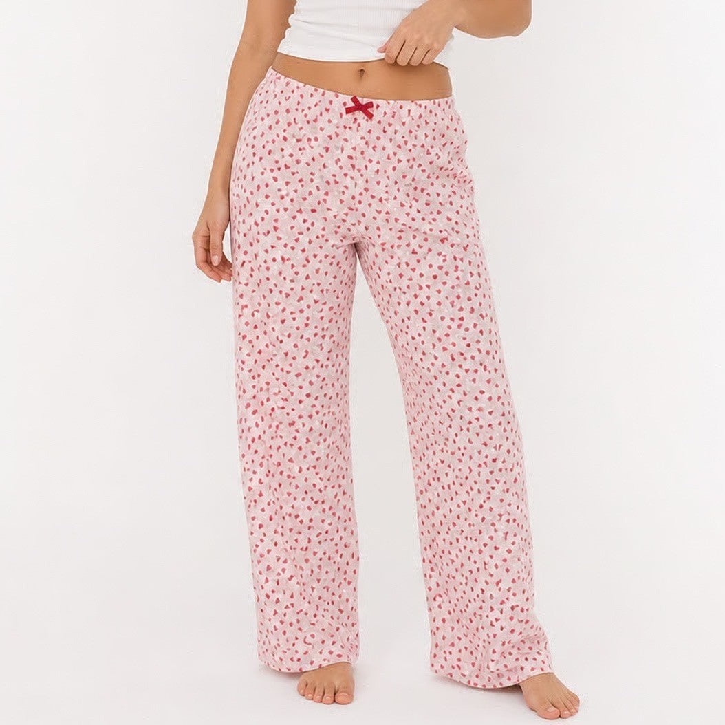 Jane & Bleecker Pink Heart Print Pajama Pants Women's Medium Relaxed Lounge