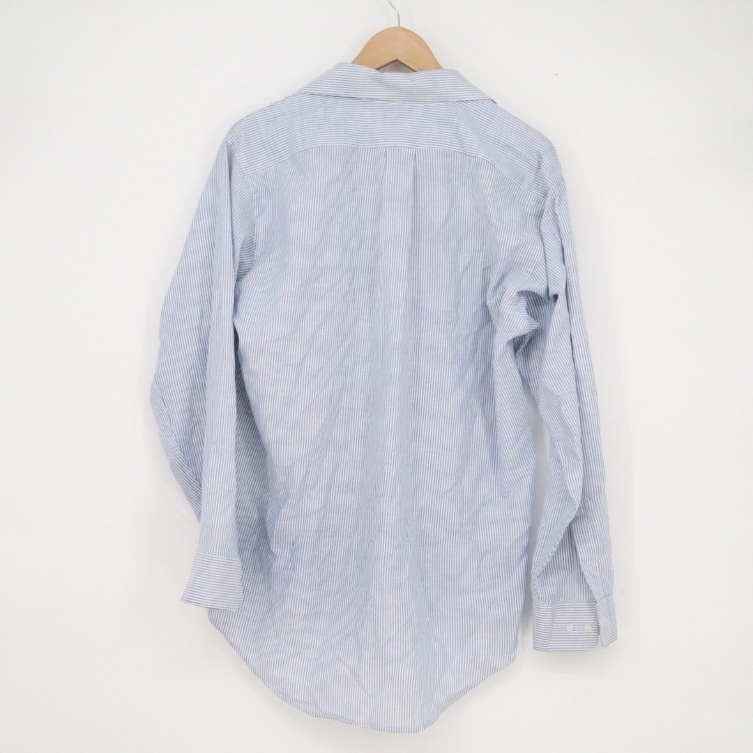 Arrow Dover Mens Blue White Striped Button Down Dress Shirt 16.5 32/33 USA Made