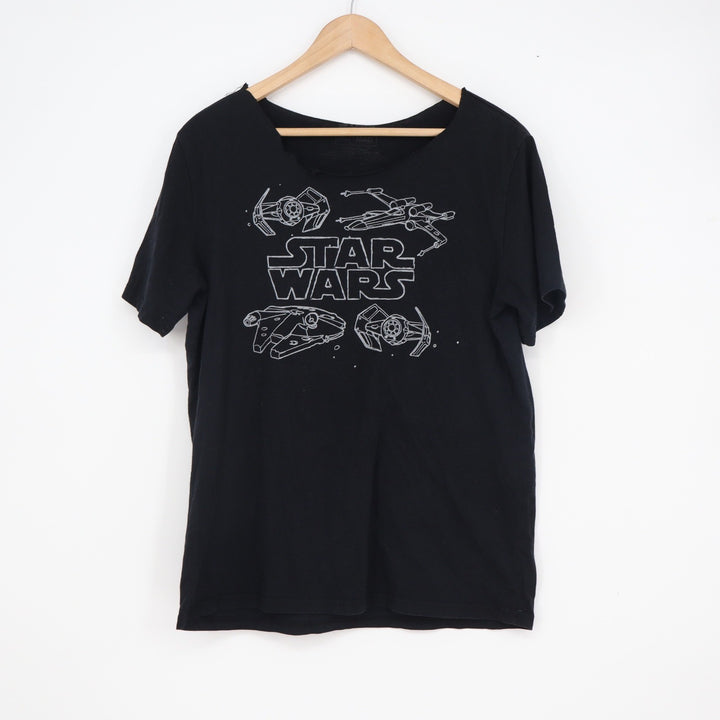 Star Wars Mad Engine Black Graphic T-Shirt Millennium Falcon X-Wing Mens Medium