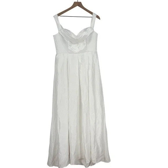 Lulus Extraordinary Vow White Off-The-Shoulder Maxi Dress With Pockets Size XL