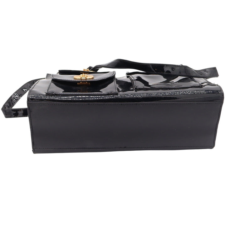 Unbranded Shoulder Bag Women's OS Black Patent Multi Pocket Gold Turlock