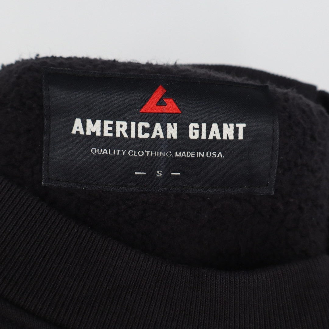 American Giant Sweatshirt Mens Small Black Crew Neck Cotton Long Sleeve Ribbed
