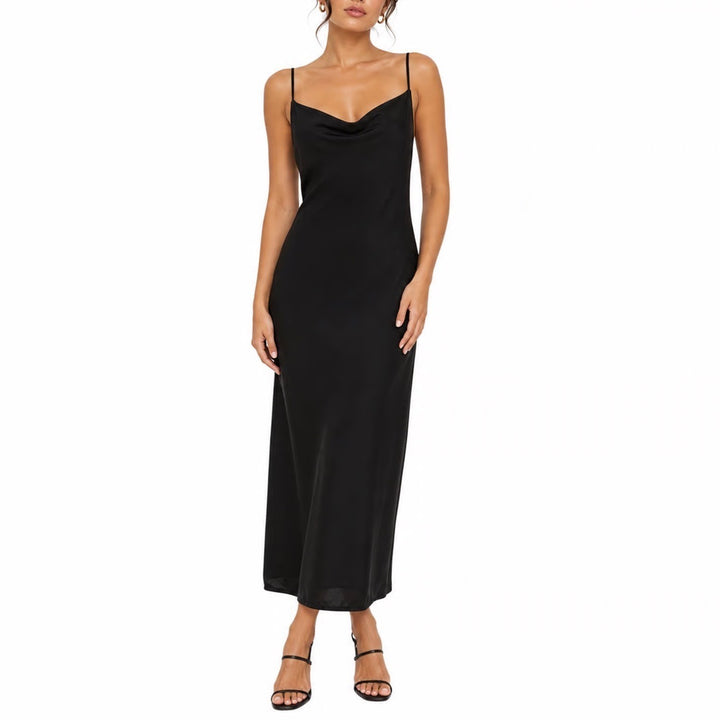 Sincerely Jules Black Cowl Neck Midi Slip Dress Large