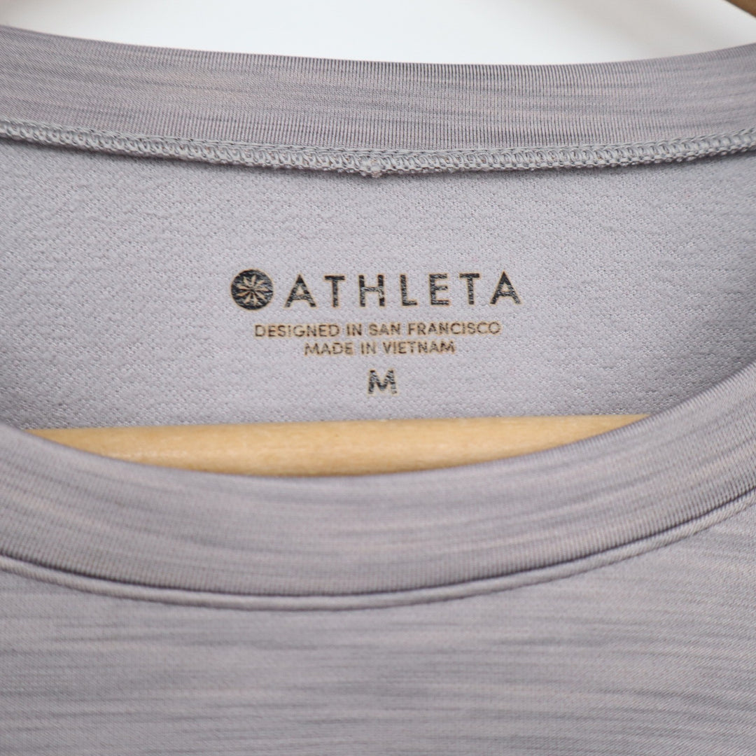 Athleta Top Women's M Bootcamp Crew Gray Plush Tech Mitten Cuffs NEW