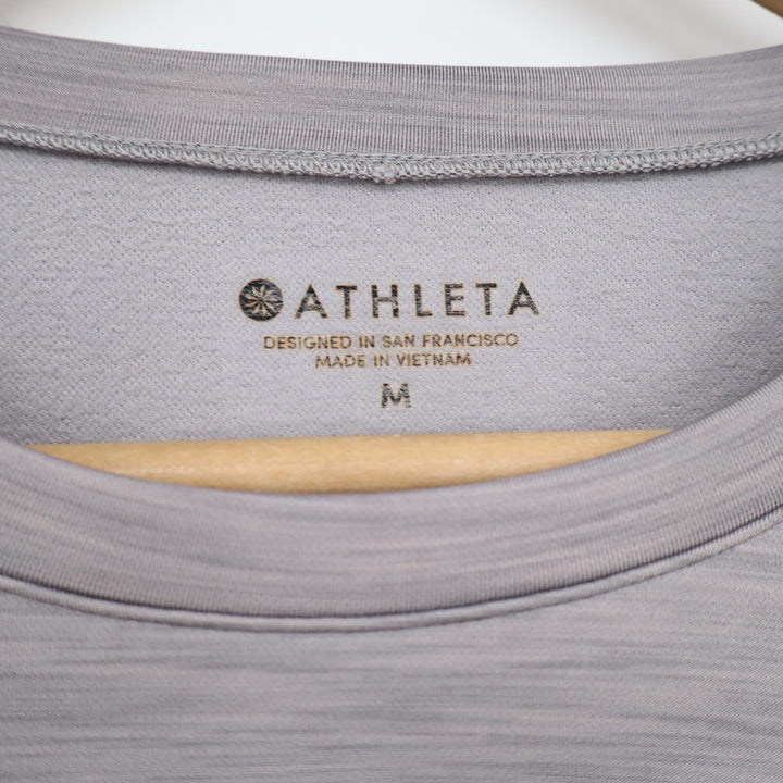 Athleta Top Women's M Bootcamp Crew Gray Plush Tech Mitten Cuffs NEW