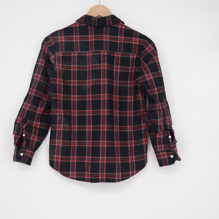HM LOGG Boys Plaid Button Down Shirt Black Red White Size 12