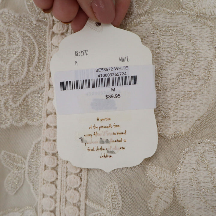 Altard State White Floral Lace V-Neck Sleeveless Fit & Flare Dress M