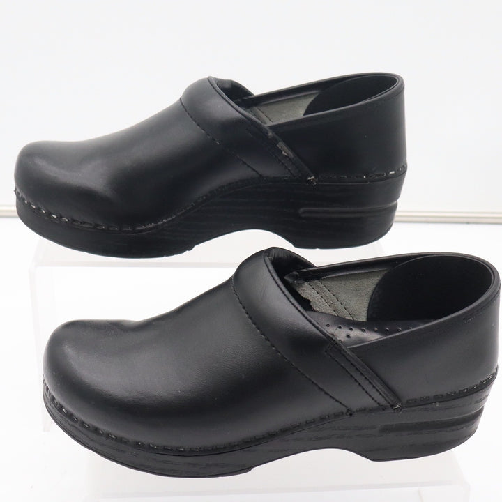 Dansko Professional Black Leather Clogs Womens Size 38 Comfort Shoes Slip On