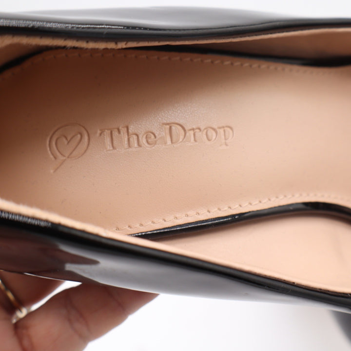 The Drop Womens Avery Pointed Toe Pump Black Patent Stiletto Heels Size 9
