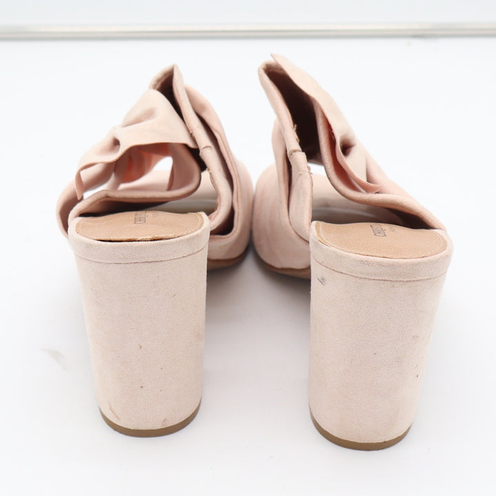 Christian Siriano for Payless Blush Pink Bow Block Heel Mules Sandals Womens 8.5