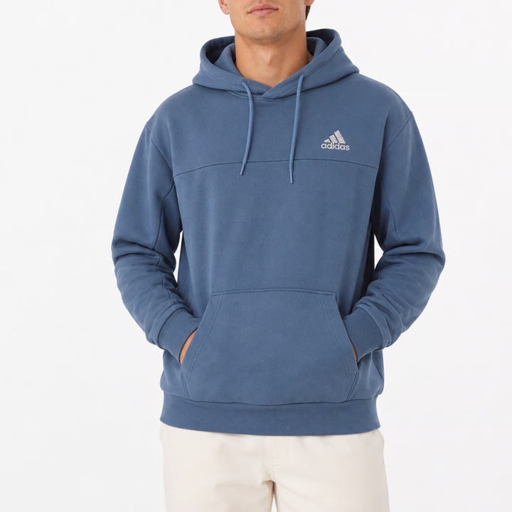 Adidas Mens Pullover Hoodie Dusty Blue Speckled Logo Sweatshirt Medium