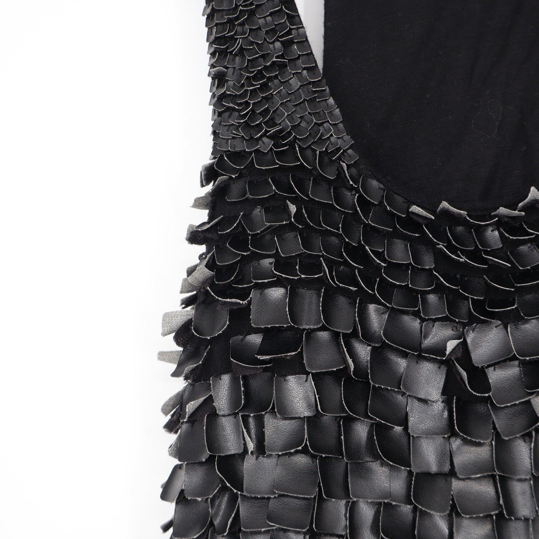Lyla Black Textured Scale Tiered Racerback Tank Top Small