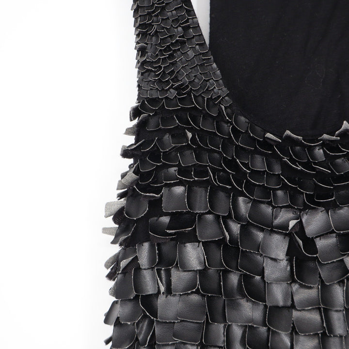 Lyla Black Textured Scale Tiered Racerback Tank Top Small