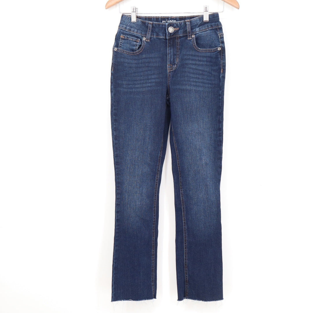 Maurices M Jeans Womens 0 Regular Mid Rise Skinny Dark Wash Raw Hem Denim Blue