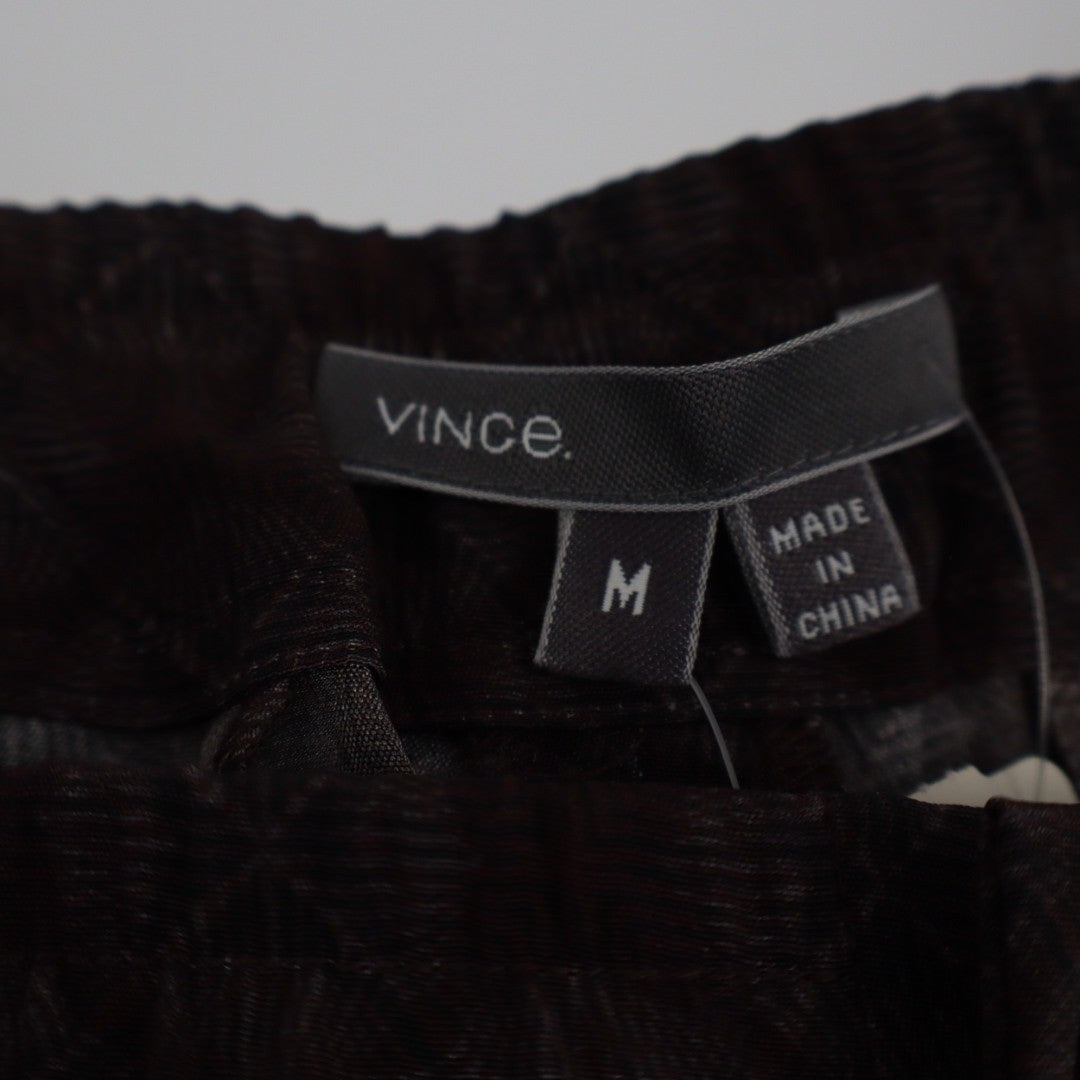 Vince Silk Jacquard Wide Leg Pants Size Medium Brown Geometric Pattern