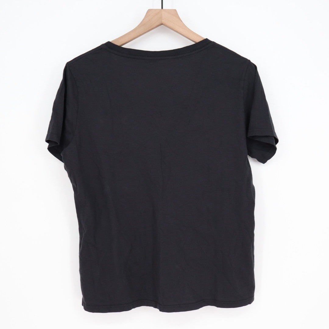 AMERICAN GIANT Womens Black V Neck T Shirt Made in USA Size L