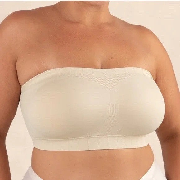 Truekind Convertible Strapless Bandeau Bra Womens Medium Chai Stretch Wireless