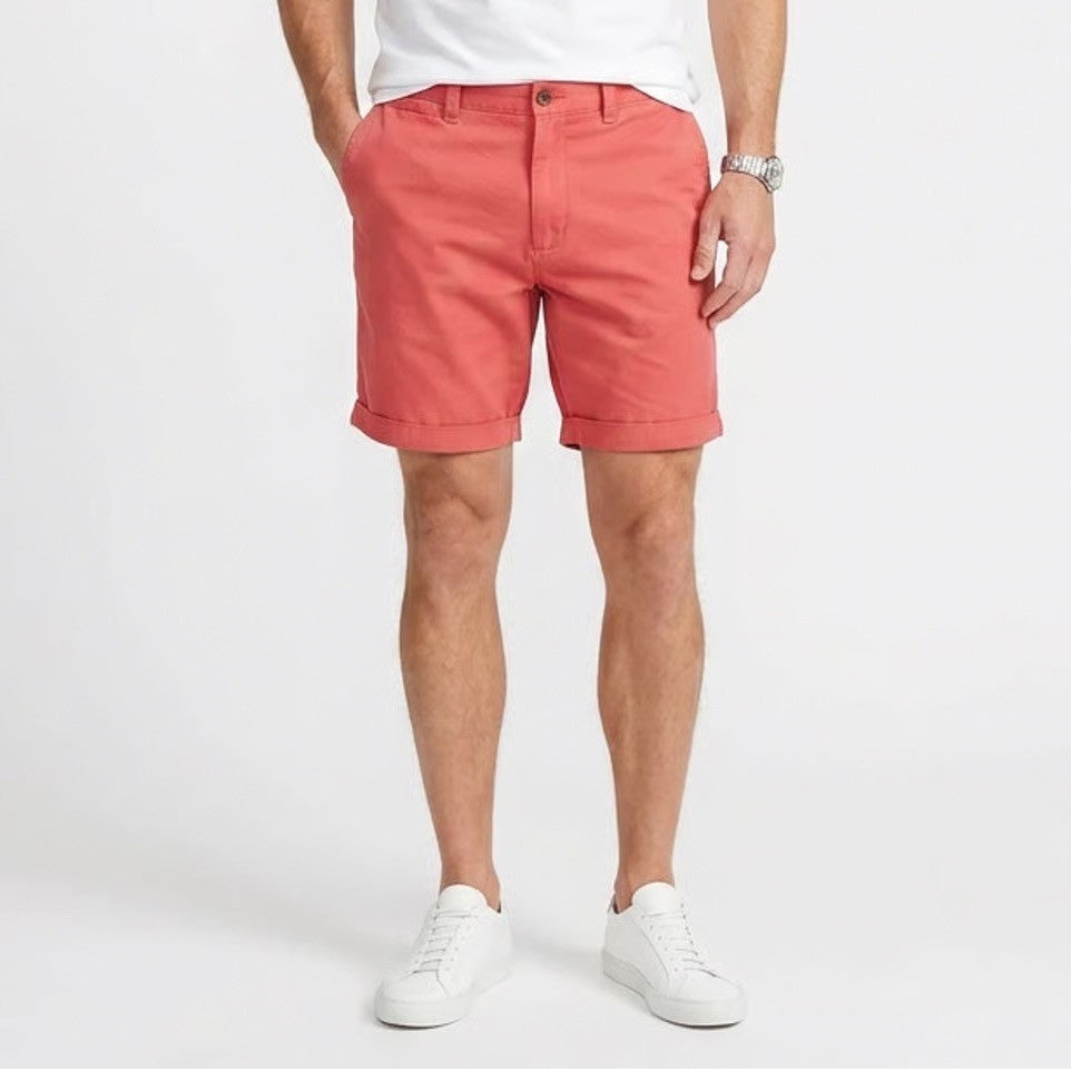 J.Crew Mens 7 Inch Inseam Re-Imagined Chino Shorts Coral Pink Size 34 Stretch
