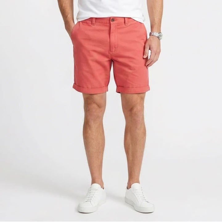 J.Crew Mens 7 Inch Inseam Re-Imagined Chino Shorts Coral Pink Size 34 Stretch