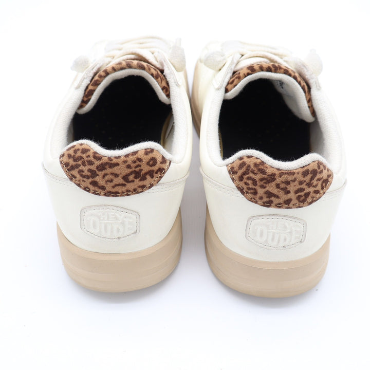 Hey Dude Karina Duo Classic Sneakers Egret Multi Leopard Print Women Size 8